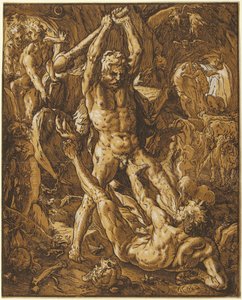 Herkules dreper Cacus av Hendrick Goltzius