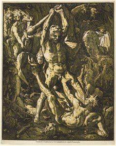 Herkules dreper Cacus av Hendrick Goltzius