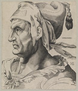 Hippokrates. Byste av en mann i profil av Hendrick Goltzius