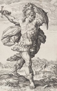 Horatius Cocles (Romerske helter, blad 2) av Hendrick Goltzius