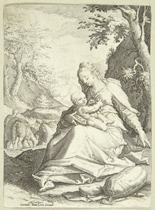 Resten på flyet til Egypt av Hendrick Goltzius