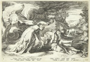 Juno gjør Kallisto til en bjørn av Hendrick Goltzius