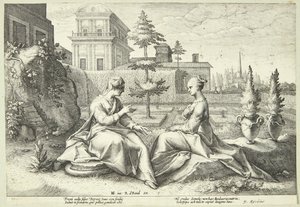 Juno forkledd som Beroë advarer Semele av Hendrick Goltzius