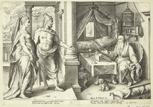 Jupiter og Juno konsulterer Teiresias av Hendrick Goltzius