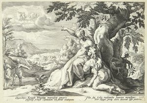Clymene oppfordrer Phaeton til å finne Helios av Hendrick Goltzius