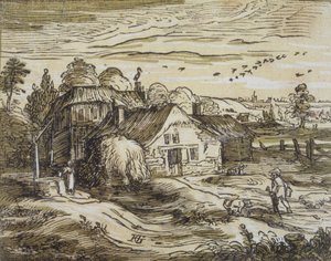 Landskap med bondebolig av Hendrick Goltzius