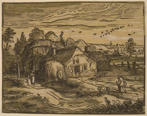 Landskap med en gård av Hendrick Goltzius