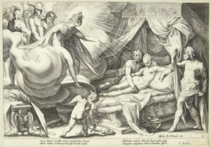 Mars og Venus er overrasket av Hendrick Goltzius