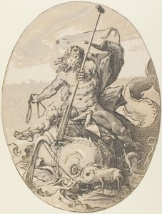 Oceanus, plate to fra Demogorgon and the Deities av Hendrick Goltzius
