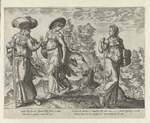 Orpa forlater Naomi og Rut The History of Ruth (serietittel) av Hendrick Goltzius