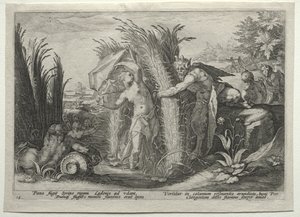 Pan Pursuing Syrinx av Hendrick Goltzius