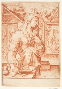 Sarah på kjøkkenet av Hendrick Goltzius