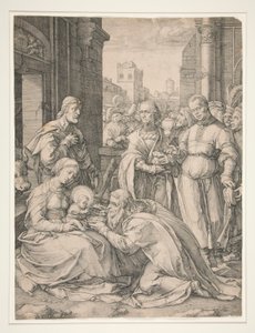 The Adoration of the Magi, fra serien The Birth and Early Life of Christ av Hendrick Goltzius