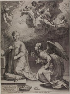 Bebudelsen, plate en fra The Birth and Early Life of Christ av Hendrick Goltzius