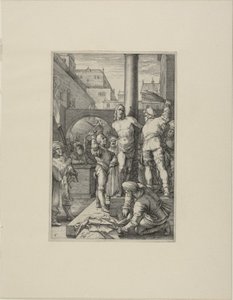 The Flagelation, plate seks fra The Passion of Christ av Hendrick Goltzius