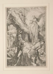 The Resurrection, fra The Passion, #12 i en serie med 12 graveringer av Hendrick Goltzius