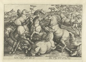 Tolv kamphester Hesteraser fra den kongelige stallen til Don Juan av Østerrike (serietittel) av Hendrick Goltzius