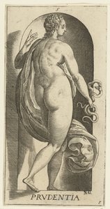 Forsiktighet Prudentia (tittel på objekt) De syv dyder (serietittel) av Hendrick Goltzius