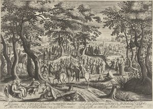 Døperen Johannes forkynner for mengden av Hendrick Hondius (I)