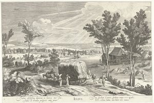 juli, med bønder i et landskap Julius (tittel på objekt) De tolv månedene (serietittel)