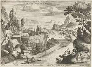 Tobias og engelen fanger fisken i Tigris av Hendrick Hondius (I)