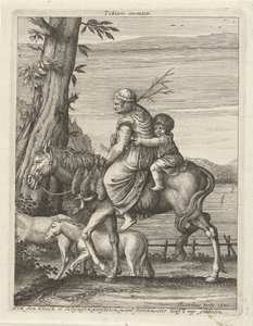 Kvinne og barn på hesteryggen av Hendrick Hondius (I)