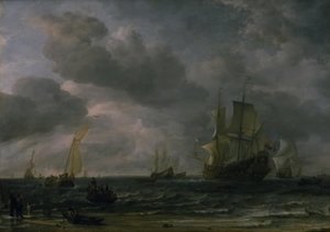 Sender i en bris utenfor den nederlandske kysten av Hendrick Jacobsz Dubbels