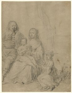 Familiegruppe bestående av et foreldrepar og to døtre av Hendrick Martensz. Sorgh (attributed to)