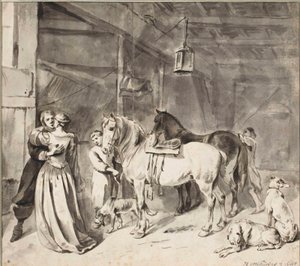 En kavaler som tar farvel med en dame, 1678 av Hendrick Verschuring