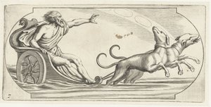 En havgud på en vogn Nouveau Livre des Dieux et Deeßes De la Marine Bouckje of Sea Gods and Goddesses (serietittel) av Hendrick de Keyser (I)