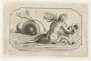 Sjøhest med en mannlig overkropp Nouveau Livre des Dieux et Deeßes De la Marine Bouckje van Zeegoden en Goddesses (serietittel)