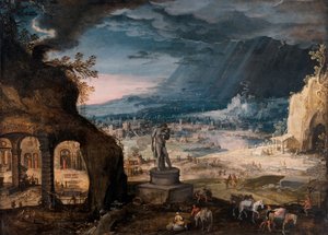 Landskap med en statue av Saturnos/Allegory of Time Passing By
