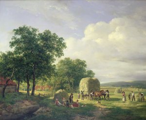Skoglandskap med slåttemakere, 1822 av Hendrick van de Sande Bakhuyzen