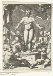 Naken kvinne med fem barmer Tittelside for Fortunius Licetus, De Monstris, Amsterdam 1665