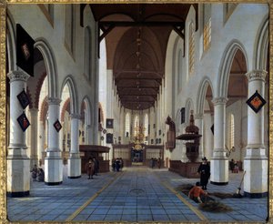 Kirkens indre utsikt (Oudekerk i Delft?) Maleri av Hendrick Cornelisz Van Vliet (1611/1612-1675) 1600-tallet Søn. 0,92x1,12 m av Hendrik Cornelisz. van Vliet