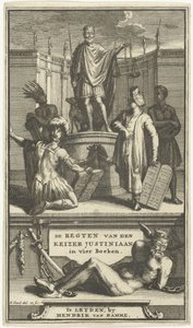 Titelpagina voor De regten van den keizer Justiniaan, Leiden, 1705 de REGTEN van den KEIZER JUSTINIAAN in vier boeken (title on object)   1330196   no       norwegian Successfully Translated  Original: The Imaginary Invalid Translat: The Imaginary Invalid  av Hendrik Elandt
