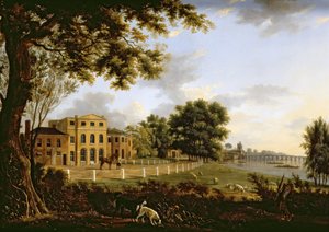 Utsikt over Chelsea Farm med Themsen og Battersea Bridge, 1790