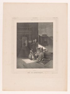 Kvinne i interiør Intérieur du 17me siècle / En gammel ridderbolig (tittel på objekt) av Hendrik Frederik Sartor