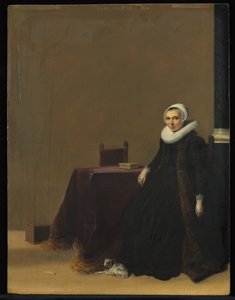 Portrett av en kvinne med en hund, ca. 1635. av Hendrik Gerritsz. Pot