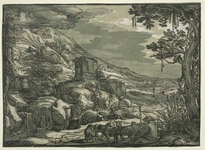 Arkadisk landskap, ca. 1615. av Hendrik Goltzius