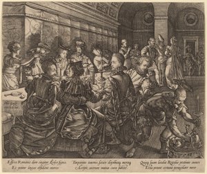 Bankett i huset til Tarquinius Collatinus av Hendrik Goltzius