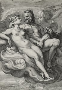 Jupiter og Juno, ca. 1593-94 (gravering på lagt papir) av Hendrik Goltzius