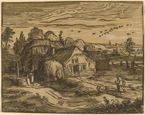 Landskap med gårdshus av Hendrik Goltzius