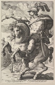 Marcus Curtius, fra serien The Roman Heroes, 1586. av Hendrik Goltzius