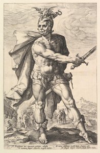 Mucius Scaevola, fra serien The Roman Heroes, 1586 av Hendrik Goltzius
