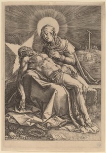 Pietà (Den sørgende jomfru med den døde Kristus i fanget hennes) av Hendrik Goltzius