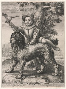 Portrett av Frederick de Vries og hunden hans, 1597. av Hendrik Goltzius