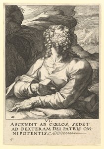 St. Bartolomeus, fra Kristus, apostlene og St. Paulus med trosbekjennelsen, ca. 1589. av Hendrik Goltzius
