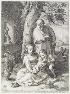 Den hellige familie med St. Johannes av Hendrik Goltzius