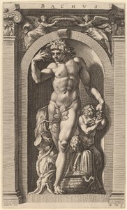 Bacchus av Hendrik Goltzius after Polidoro da Caravaggio